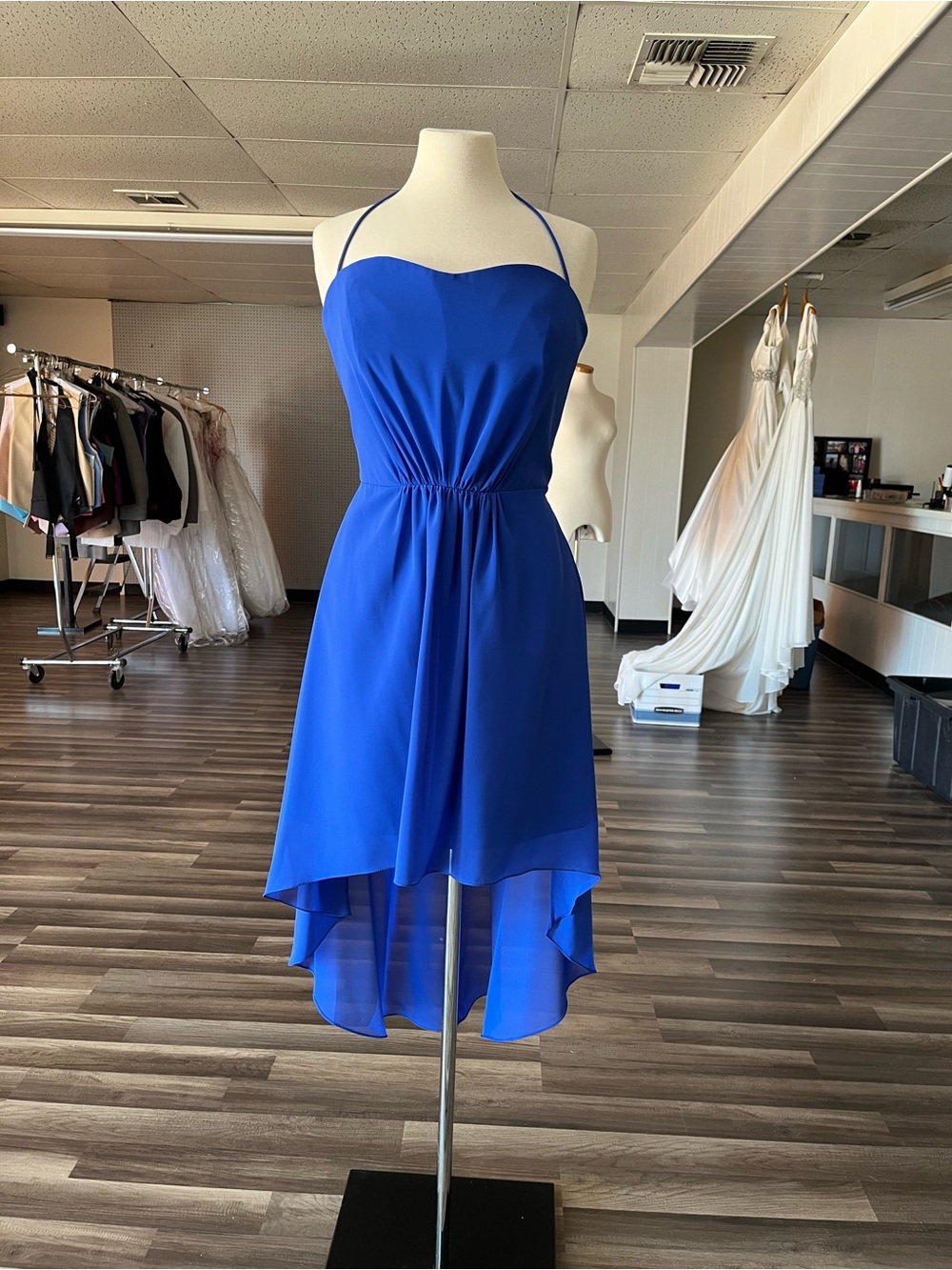 Jasmine Royal Blue High-Low Halter Dress